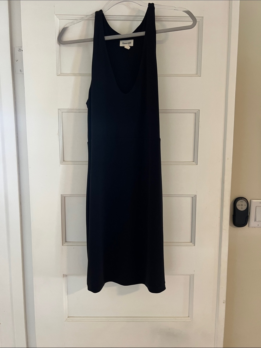 Open Edit Black V-Neck Midi Tank Dress